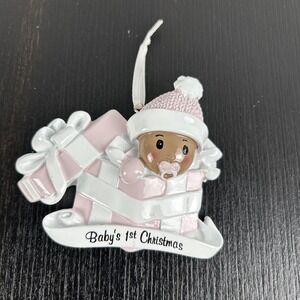 Christmas Holiday Ornament Baby's First Christmas‎ Pink Can Be Personalized
